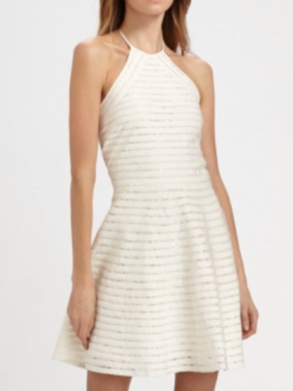 Parker NY Karmen Silk Lace Halter Mini Dress Ivory Medium Bridal Garden ($286)